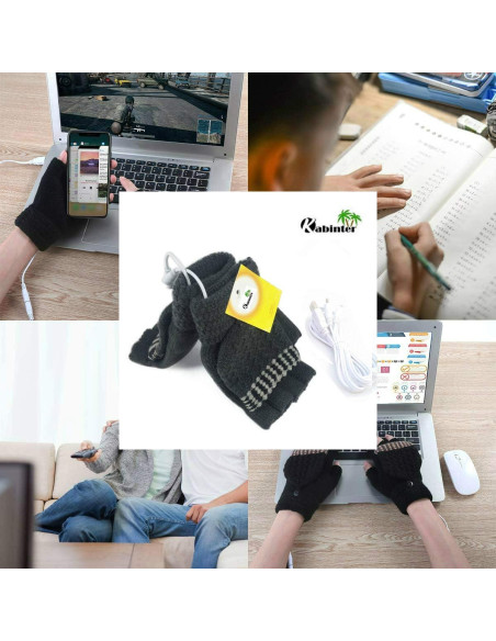 Guantes Calentados USB Kbinter para Invierno - Mitad de Dedo Guantes Calentados USB Kbinter para Invierno - Mitad de Dedo
