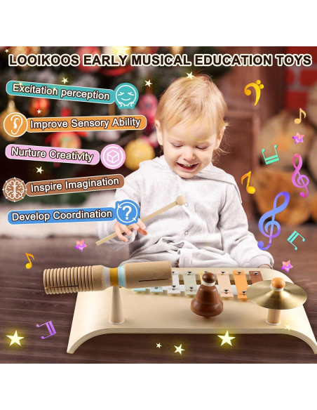 Conjunto de Tambores LOOIKOOS para Niños - Juguetes Musicales Montessori Conjunto de Tambores LOOIKOOS para Niños - Juguetes Musicales Montessori