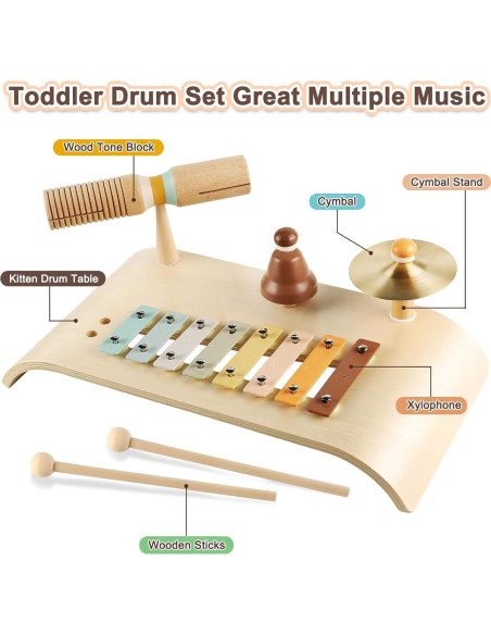 Conjunto de Tambores LOOIKOOS para Niños - Juguetes Musicales Montessori Conjunto de Tambores LOOIKOOS para Niños - Juguetes Musicales Montessori