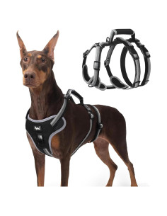 Arnés para Perros PUPTECK Mediano Negro Acolchado Reflectante