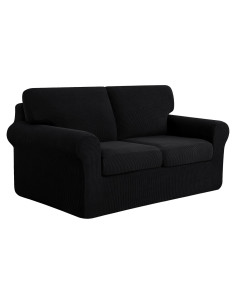 Juego de Fundas de Sofá Elásticas SUBRTEX 5 Piezas Mediano Negro