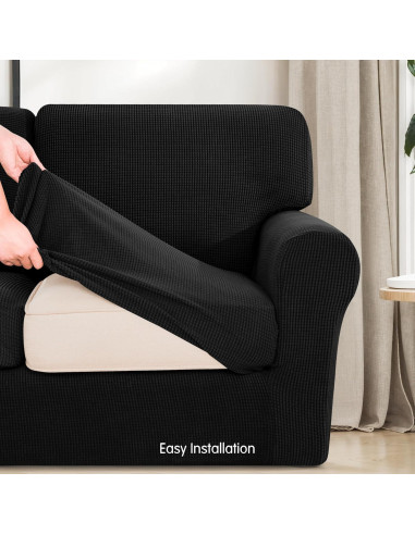 Juego de Fundas de Sofá Elásticas SUBRTEX 5 Piezas Mediano Negro