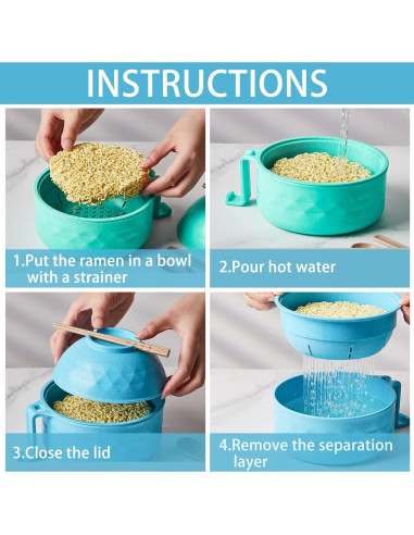 Set de 6 Tazones de Ramen Romooa 33 oz para Microondas