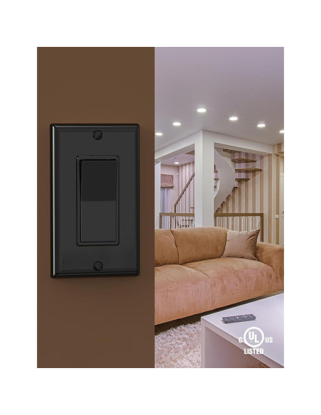 Interruptor de Luz AIDA Polo Único 15A Negro Brillante - Paquete de 10 Interruptor de Luz AIDA Polo Único 15A Negro Brillante - Paquete de 10