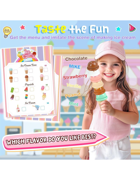 Juego de Helados de Madera Loscola para Niños 3 a 8 Años Juego de Helados de Madera Loscola para Niños 3 a 8 Años