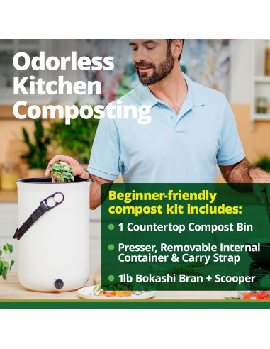Compostador de Cocina TeraGanix 9.46L Cappuccino Sin Olores