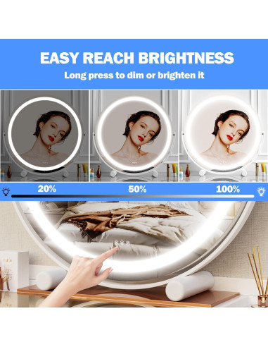Espejo de Tocador Gvnkvn 30.48 cm LED Inteligente 360