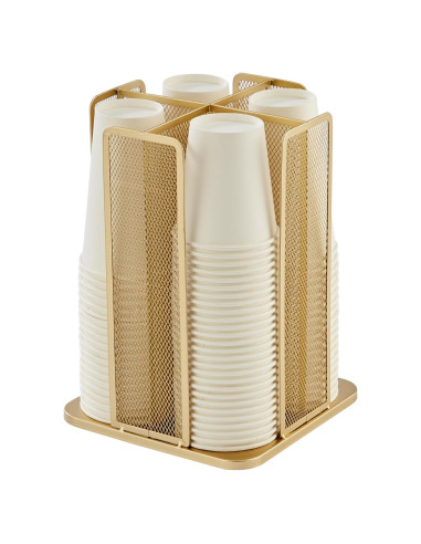 Soporte Rotativo para Tazas Annova 4 Compartimentos Dorado