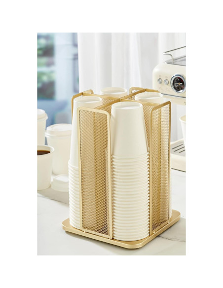 Soporte Rotativo para Tazas Annova 4 Compartimentos Dorado Soporte Rotativo para Tazas Annova 4 Compartimentos Dorado