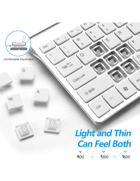 Combo Teclado y Ratón Inalámbrico LeadsaiL GHKM03 Plata Blanca Combo Teclado y Ratón Inalámbrico LeadsaiL GHKM03 Plata Blanca