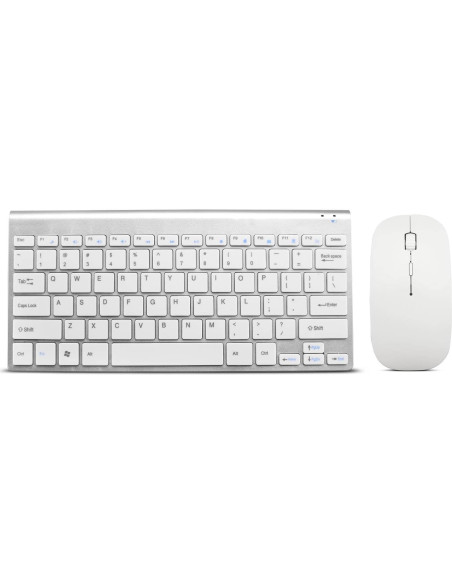 Combo Teclado y Ratón Inalámbrico LeadsaiL GHKM03 Plata Blanca Combo Teclado y Ratón Inalámbrico LeadsaiL GHKM03 Plata Blanca