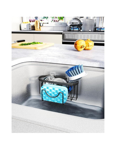 Soporte Multifuncional para Esponjas HapiRm - Acero Inoxidable Negro