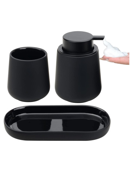 Juego de Accesorios de Baño Negro BosilunLife 3 Piezas Juego de Accesorios de Baño Negro BosilunLife 3 Piezas