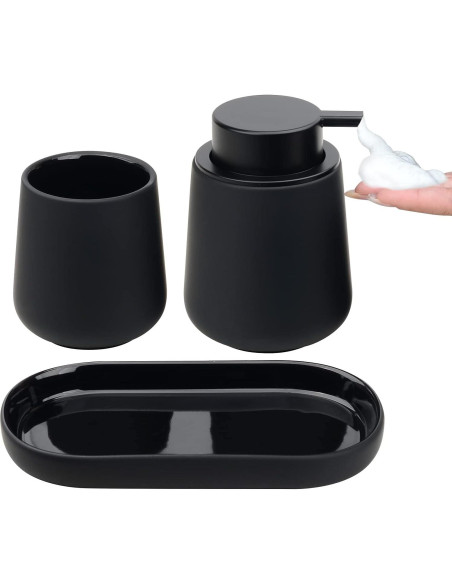 Juego de Accesorios de Baño Negro BosilunLife 3 Piezas Juego de Accesorios de Baño Negro BosilunLife 3 Piezas