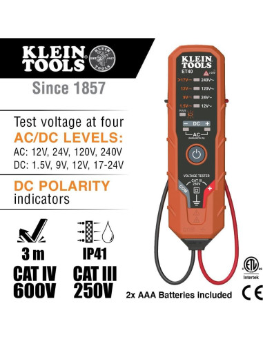 Probador Digital de Voltaje AC/DC Klein Tools ET40 12-240V
