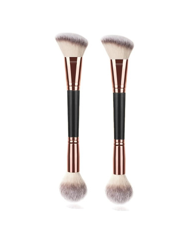 Pinceles de Maquillaje Doble Cara UAIAGM 2 Pcs Negro
