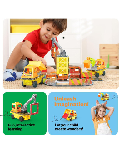 PicassoTiles Set de Construcción Magnético 5-en-1 50 Piezas