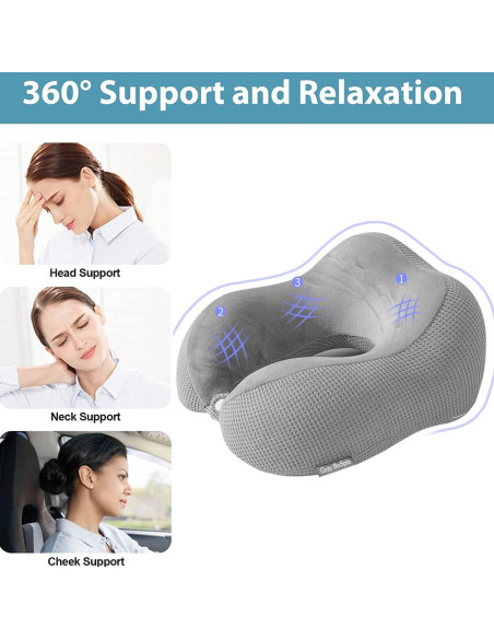 Almohada de Viaje Cozy BoSpin - Espuma con Memoria, Gris Almohada de Viaje Cozy BoSpin - Espuma con Memoria, Gris