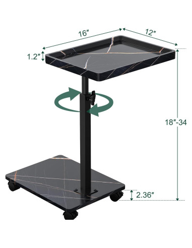 Mesa Auxiliar Ajustable XNSDXV Negra, Mesa C Giratoria 360