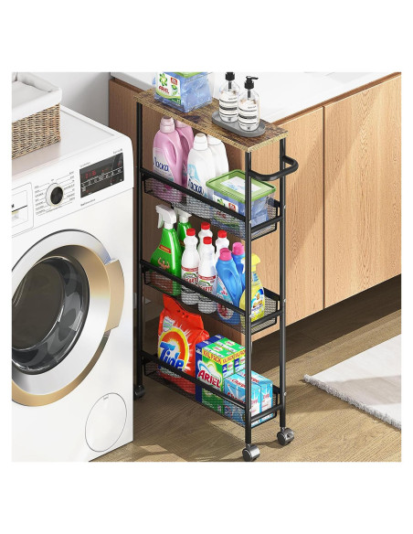 Carro de Almacenamiento Rodante KINGRACK 4 Niveles Negro