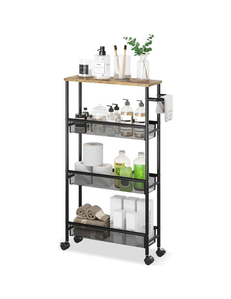 Carro de Almacenamiento Rodante KINGRACK 4 Niveles Negro