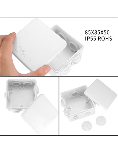Cajas de Conexión Impermeables IP65/IP55 4 Pcs ABS Blanco