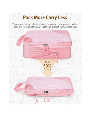 Set de 7 Cubos de Compresión TRMFUSA Rosa para Viaje