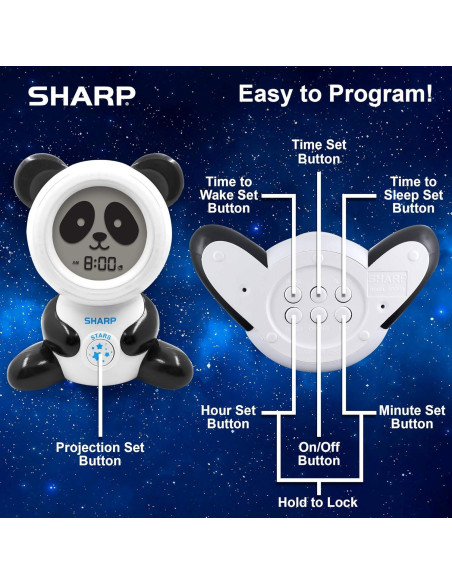 Reloj Despertador Infantil SHARP Panda Proyector Luz Nocturna Reloj Despertador Infantil SHARP Panda Proyector Luz Nocturna