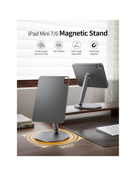 Soporte Magnético 360 LULULOOK para iPad Mini 7/6 Gris Soporte Magnético 360 LULULOOK para iPad Mini 7/6 Gris