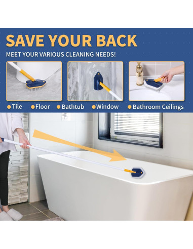 Cepillo Limpiador de Bañera BOOMJOY 147 cm Mango Largo 3 en 1