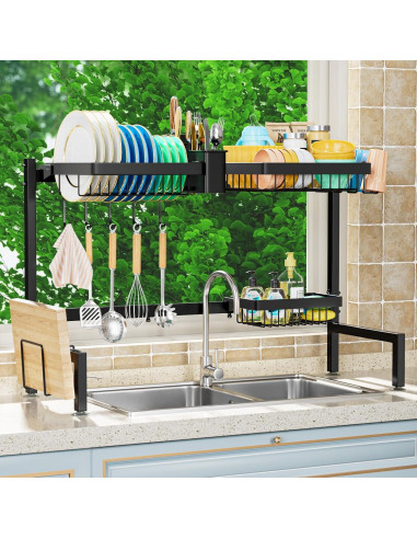 Estante para Secar Platos YKLSLH Expandible 2 Niveles 63-89 cm