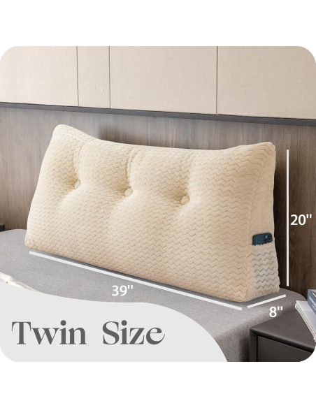 Almohada de Cabecera Triangular ZOEMO Beige 99x20x51 cm Almohada de Cabecera Triangular ZOEMO Beige 99x20x51 cm