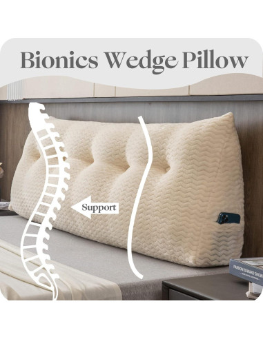 Almohada de Cabecera Triangular ZOEMO Beige 99x20x51 cm