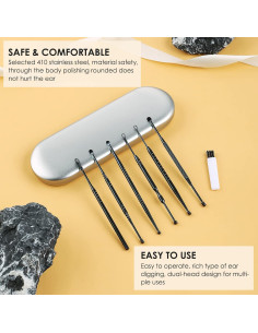 Kit de Limpieza de Oídos ECKXCH - 6 Herramientas de Acero Inoxidable 2