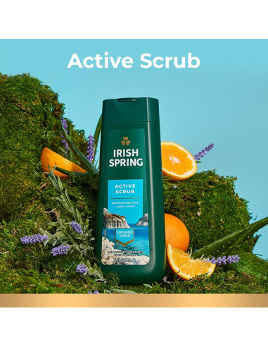 Jabón de Cuerpo Exfoliante Irish Spring para Hombres 4x20 oz