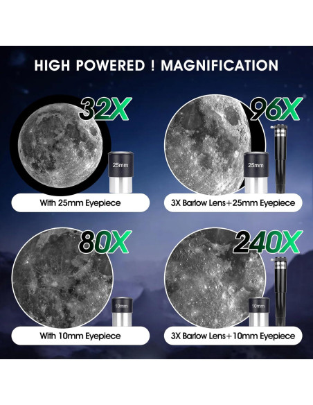 Telescopio Astronómico FASHIONARI 70mm para Niños 8-12 Años Telescopio Astronómico FASHIONARI 70mm para Niños 8-12 Años