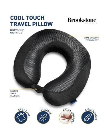 Almohada de Viaje Brookstone Espuma Viscoelástica Toque Frío