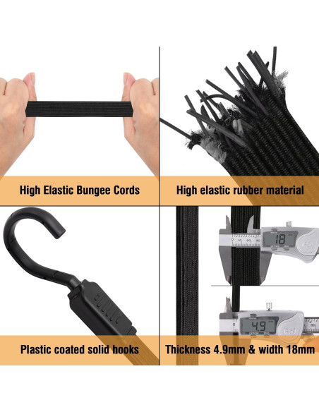 Cuerdas Bungee Planas Rugtol 30.48 cm con Ganchos Metal 4 Pcs Cuerdas Bungee Planas Rugtol 30.48 cm con Ganchos Metal 4 Pcs
