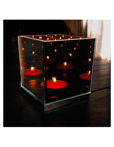 Soporte de Vela Tealight AlyMack con Espejo Infinito 1 Ranura