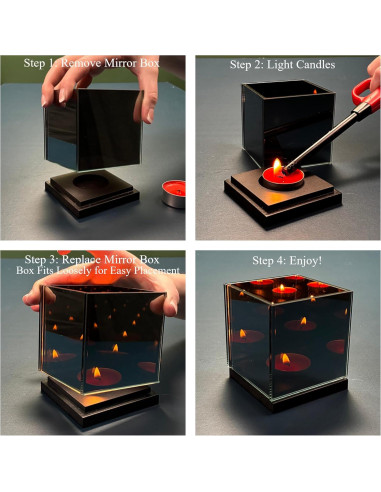 Soporte de Vela Tealight AlyMack con Espejo Infinito 1 Ranura