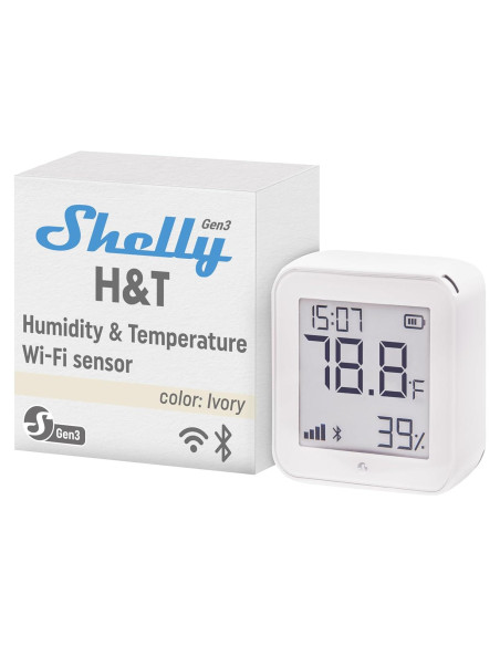 Sensor de Temperatura y Humedad Shelly H&T Gen3 Marfil Wi-Fi Sensor de Temperatura y Humedad Shelly H&T Gen3 Marfil Wi-Fi