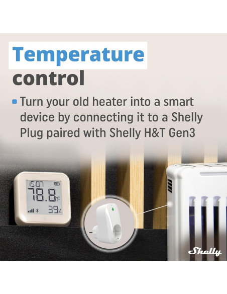 Sensor de Temperatura y Humedad Shelly H&T Gen3 Marfil Wi-Fi Sensor de Temperatura y Humedad Shelly H&T Gen3 Marfil Wi-Fi