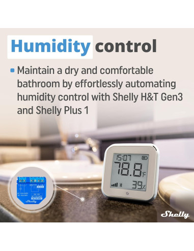 Sensor de Temperatura y Humedad Shelly H&T Gen3 Marfil Wi-Fi