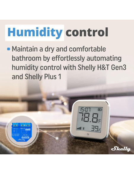 Sensor de Temperatura y Humedad Shelly H&T Gen3 Marfil Wi-Fi Sensor de Temperatura y Humedad Shelly H&T Gen3 Marfil Wi-Fi