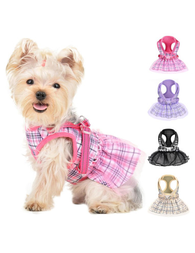 Arnés de Vestido para Perros Kosiyi Rosa XX-Pequeño Ajustable