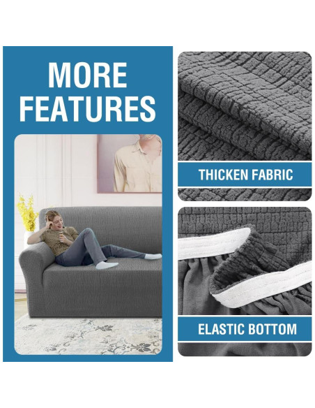 H.VERSAILTEX Funda de Sofá Jacquard Elástica 1 Pieza Gris H.VERSAILTEX Funda de Sofá Jacquard Elástica 1 Pieza Gris