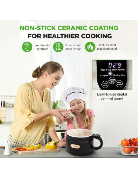 Cocedor de Arroz Eléctrico NutriChef 1.6L Negro - 6 Funciones Cocedor de Arroz Eléctrico NutriChef 1.6L Negro - 6 Funciones