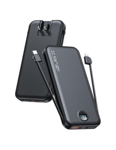 Cargador Portátil 12000mAh CITICR con Cables Integrados y Enchufe