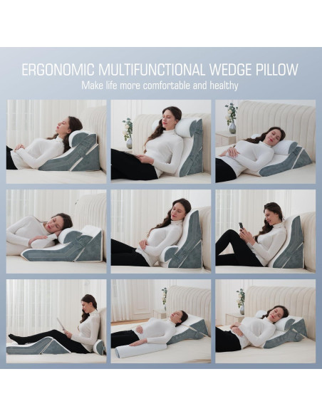 Juego de Almohadas en Cuña Ortopédicas Flyxunfri 3 Piezas Juego de Almohadas en Cuña Ortopédicas Flyxunfri 3 Piezas