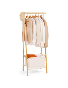 Perchero de Bambú Relquorax con Almacenamiento Plegable S